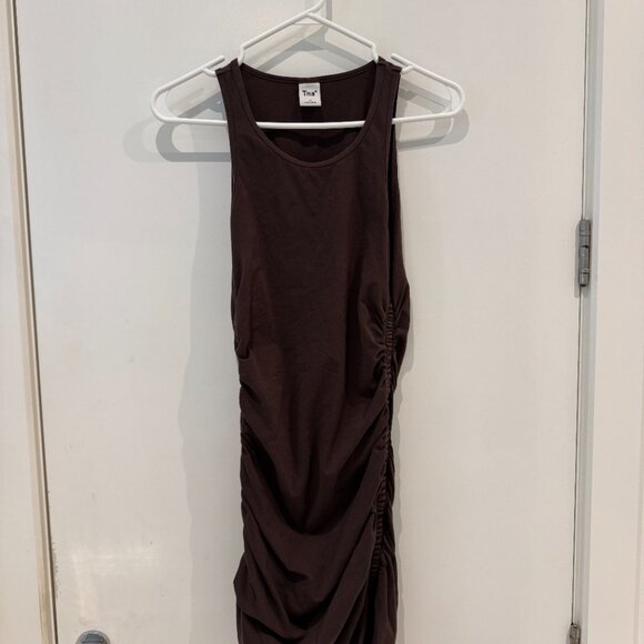 Aritzia Tna Ribbed Mini Chill Malibu Dress – Cocoa Brown / Size M - Picture 6 of 7